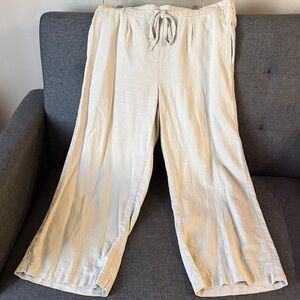 Casual Cream Beige Wide-Leg Pants